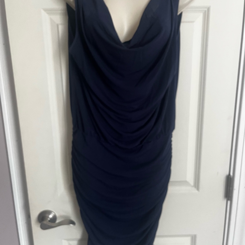 VENUS Blue Ruched Bodycon Cocktail Dress